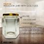 Hexagon Jars Gold Lid (15pcs, 9.0 oz) Hexagon Glass Jars with Gold Plastisol Lined Lids for Jam Honey Jelly Wedding Favors Baby Shower Favors Baby Food DIY Magnetic Spice Jars Crafts Canning Jars