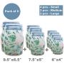 Mason Jar Shaped Storage Bags Reusable Cute Zipper Bags Ziplock Secure Two Attractive Designs Pack of 9 Bags Handy Size POP Jar Shape Food Snack reuseable Saver (Tropical Palm Leaves)