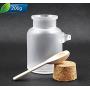 2PCS Clear Empty ABS Plastic Bath Salt Comestic Powder Bottle Jar Pot With Wooden Cork Lid And Spoon Cream DIY Container (200ML / 6.8oz)