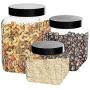 Style Setter Canister Set 3-Piece Glass Jars in 44oz, 64oz and 77oz Chic Design with Airtight Stainless Steel Lids for Cookies, Candy, Coffee, Flour, Sugar, Pasta, Cereal and More, Medallion Embossed