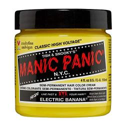 Manic Panic Electric Banana Hair Dye - Classic High Voltage - Semi-Permanent Hair Color - Bright, Neon Yellow Hair Dye Glows in Blacklight - Vegan, PPD & Ammonia-Free For Coloring Hair on Women & Men
