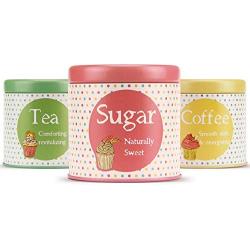 Nicoles Workshop Colorful Dot Mini Storage Metal Jar,Covered,Coffee Tea Sugar Storage,3pcs Set