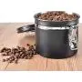 Edelstahl Kaffeebehälter, 1,4L, Luftdichter Behälter mit Datenerfassung, Kaffee-Dose, Vakuumverpackt, mit CO2-Freigabeloch, Schwarz