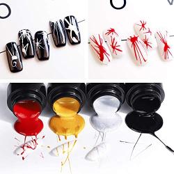 Spider Gel for Nail Art 6 Colors Drawing Gel Nail Polish Set with Painting Brush Soak off Nail Art Design Gel Paint Drawing Gel for Line Wire