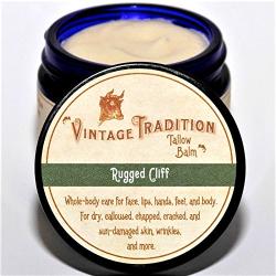 Vintage Tradition Rugged Cliff Tallow Balm, 100% Grass-Fed, 2 Fl Oz''The Whole Food of Skin Care''