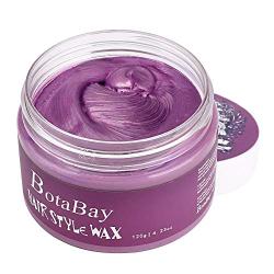 Botabay Unisex Hair Color Dye Wax Styling Cream Mud, Natural Hairstyle Pomade, Temporary Hair Dye Wax for Party, Cosplay & Halloween, 4.23 oz (Purple) …