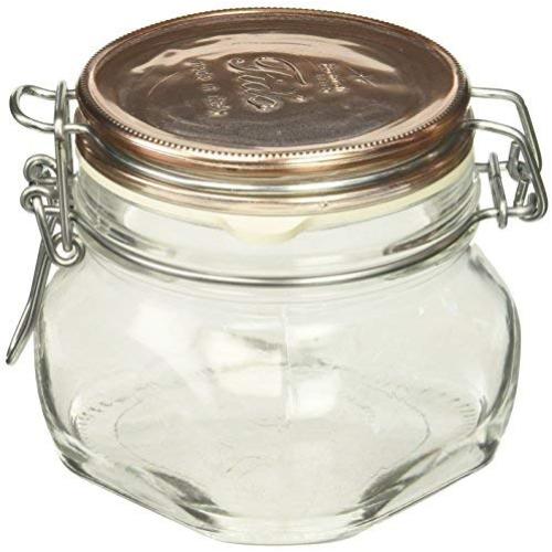 Bormioli Rocco Fido Storage Jar with Copper Lid, 17 oz. Pack of 6