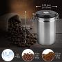 FancyWhoop Coffee Canister Stainless Steel Fresher Beans and Grounds for Longer - Canister with Date Tracker with Scoop