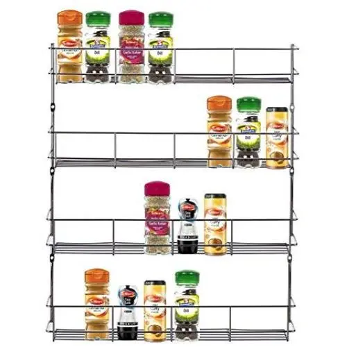 Metallwire Regale, 4 Stufen, Chrome, Küchenschränkefordern, Gewürz- und Kräuterdosenhalter, Wandmontage, Regal Organizer, Regale, Innenspeicher, Tassenhalter