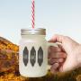 Navy Gave Spend Share Frosted Glass Mason Jar With Straw