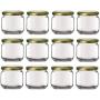 Nakpunar 12 pcs, 6.75 oz Square Glass Jars with Gold Lids - Rounded Edge - Made in Italy (Gold - 12 Jars)