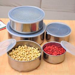 E-House Kitchen Storage Containers Meal Prep Food Containers Set Dry Goods Storage Jars 5Pcs/Set Stainless Steel Airtight Food Storage Container Preservation Box Case