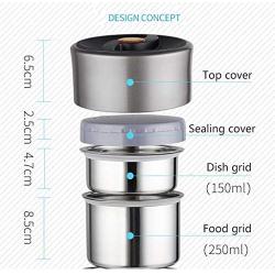 3-Tier Lunch Jar Insulated Food Container Leak-proof Stainless Steel Lunch Box Hand-held Bento Box -1.7L HQSB (Color : Gold)