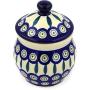 Polish Pottery 5?-inch Jar with Lid (Peacock Leaves Theme) + Certificate of Authenticity