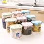 Tree House Round Plastic containers with lid, Durable Preserving Jars Clear Herbs Pot Pack of 5-H 1000mlx5