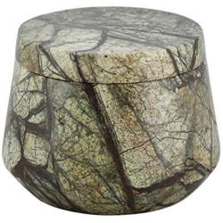 ShalinIndia Handmade Forest Brown Storage Box - Marble - 4 inches by 3 inches - Perfect as a Spice Jar with Lid or Small Office Supplies (Forest Brown)