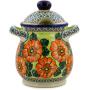 Polish Pottery 8-inch Jar with Lid and Handles (Fiery Poppies Theme) Signature UNIKAT + Certificate of Authenticity