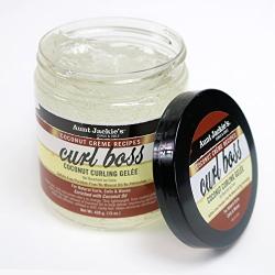 Aunt Jackies Coconut Crème Recipes Curl Boss, Curling Gel, Curls without Weighing Hair Down, 15 Ounce Jar