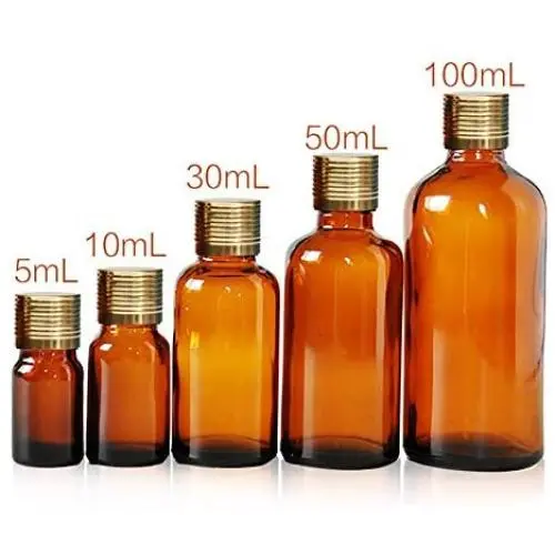 4PCS 5ml/10ml/30ml/50ml/100ml Empty Reusable Amber Glass Bottle Vial Jar Container with Gold Screw Lid and Inner Plug for Essential Oil Perfume Cosmetic (10ml) 4PCS 5ml/10ml/30ml/50ml/100ml Empty Reusable Amber Glass Bottle Vial Jar Container with Gold Screw Lid and Inner Plug for Essential Oil Perfume Cosmetic (10ml)