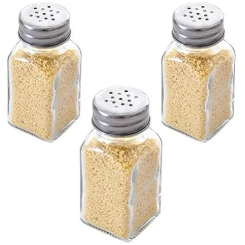 Glas-Gewürzdose Set 3er – Transparente Gewürzdosen für Küchen, BBQ – Salz-, Pfeffer- und andere Gewürze Aufbewahrungskästen.