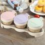 LLDKA 3 in 1 Storage Condiment Dressing Glass Kitchen Box Storage Container Sealed jar Spice Jars Sugar Jar