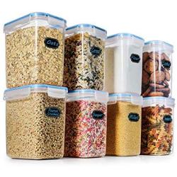 Food Storage Containers Airtight Containers - Estmoon Cereal & Dry Plastic Containers for Cereal Flour Rice Snacks Sugar, Leak Proof with Locking Lids - Set of 8 (54.66 oz / 1.6L)