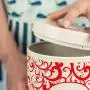 Kitchen Sealed Storage Tank Tea Cans Coffee Pot Sugar Bowl Container Metal Jars Seal Spice Organizer Storage,Red small