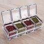 4Pcs/set Seasoning Pots Spice Rack Bottle Seasoning Jar Condiment Storage Container Acrylic Spices Storage Box Seasoning Boxes Pot w/Tray for Sugar Salt Cruet, kitchen Condiment Storage Case Bottle