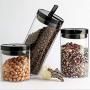 HIZLJJ 3pcs Airtight Glass Food Storage Jars Canister Kitchen Container Set with Natural Bamboo Lids for Candy, Cookie, Rice, Sugar, Flour, Pasta, Nuts