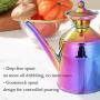 Olive Oil Can Dispenser Drizzler Cruet 18/8 Stainless Steel Kitchen Cooking Oil Jar Storage Container Canister Pourer with Drip Free Spout 0.5 Quart/17 Oz Rainbow Mirror Finish