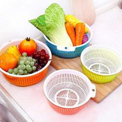 Wesoky Multi functional Double Layer Detachable Draining Basket Kitchen Storage Colanders