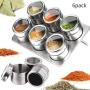 DUDDP Storage Spice lar set 6pcs/Set Magnetic Spice Jar Seasonings Containers Flavor Condiments Storage Box With Holder Rack Kitchen Accessories