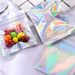 8th Smell Proof Holographic Rainbow Color Dustproof Resealable Food Storage Multipurpose Use - 3 x 4 Inches, 100 Pieces