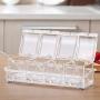 Clear Spice Rack Spice Pots - 4 Piece Acrylic Seasoning Box - Storage Container Condiment Jars - Cruet with Cover and Spoon - Spice Salt Container Sugar Storage Organizer