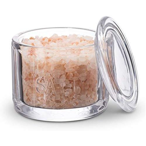 KooK Round Pressed Clear Glass Salt Cellar with Lid