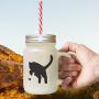 Soft Pink British Shorthair Cat Silhouette #3 Frosted Glass Mason Jar With Straw