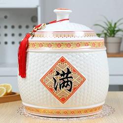 Food Storage Porcelain rice cylinder/kitchen storage tank/Sealing cap moisture-proof jar/Rice storage bucket/Preservation Rice Ware Organization Sets, capacity-7.5kg