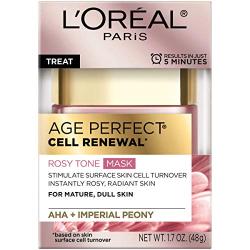 LOreal Paris Skincare Age Perfect Rosy Tone Face Mask With Aha & imperial peony for Rosy, Radiant Skin, 1.7 Oz