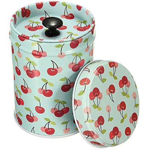 CHUANGLI Round Tea Tins Mini Metal Candy Trinket Tin Colorful Home Kitchen Storage Containers & Jars Cherry Pattern