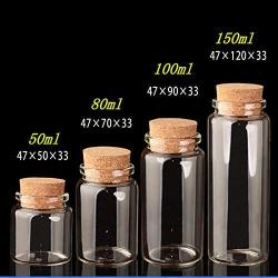 Yalulu 10pcs 50ml-150ml Large Cork Jar Glass Bottles, DIY Decoration Glass Bottles Favors, Vials Cork, Message Glass Bottle Vial Cork, Glass Bottles Jars Corks, Wedding Decoration,Party Favors (80ml)