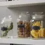 Set of 3 Round Clear Apothecary Glass Canister Jars with Chalkboard with Tight Lids for Kitchen or Bathroom ~ Food,cookie,cracker, Storage Containers