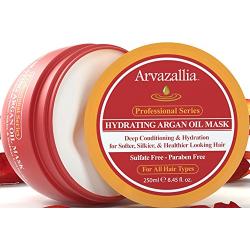 Hydrating Argan Oil Hair Mask and Deep Conditioner By Arvazallia for Dry or Damaged Hair - 8.45 Oz