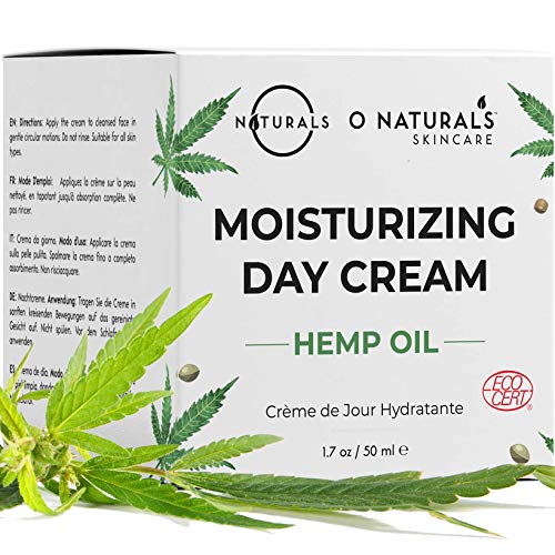 O Naturals Organic Face Moisturizer Hemp Oil Day Face & Neck Anti-Aging Cream. Hyaluronic Acid Hydrating Relives Dry Skin. Boost Collagen, Prevent Signs of Aging Eye Repair Women & Men Skin Care 1.7oz