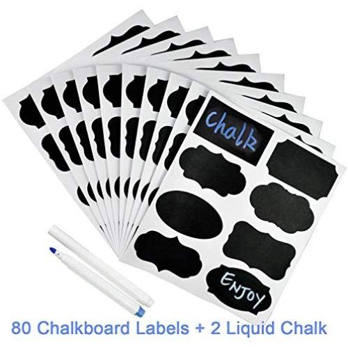 80 Étiquettes Chalkboard Réutilisables avec Marqueur de Craie Liquide, 8 Tailles Rectangulaires, Pack pour Étiqueter Bocaux, Fêtes d'Halloween, Pièces à Activités, Mariages et Organiser Votre Maison & Cuisine 80 Étiquettes Chalkboard Réutilisables avec Marqueur de Craie Liquide, 8 Tailles Rectangulaires, Pack pour Étiqueter Bocaux, Fêtes d'Halloween, Pièces à Activités, Mariages et Organiser Votre Maison & Cuisine