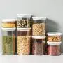 Contenant hermétique pour aliments avec bouchon rond, boîtes d'emballage pour céréales empilables, réservoirs de stockage pour multi-grains, fruits secs, thé, etc. Économise de l'espace, durable, rose - 600ml Contenant hermétique pour aliments avec bouchon rond, boîtes d'emballage pour céréales empilables, réservoirs de stockage pour multi-grains, fruits secs, thé, etc. Économise de l'espace, durable, rose - 600ml