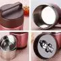Isolierbehälter Edelstahl Bento Box mit Deckel und Henkeln, ideal für Picknick und Outdoor-Aktivitäten.