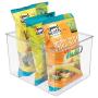 mDesign Plastic Storage Organizer Container Bins Holders with Handles - for Kitchen, Pantry, Cabinet, Fridge/Freezer - Large for Organizing Snacks, Produce, Vegetables, Pasta Food, 8 Pack - Clear