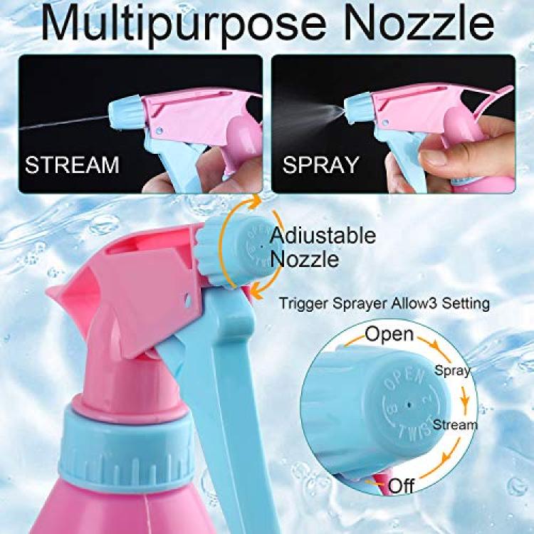 6 Pcs Spray Bottles 17 oz / 500ml Empty Colorful Adjustable Nozzle Spray  Bottles with 1 Funnel Essential Oils Travel Spray Bottles for Cleaning