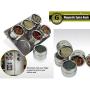 Chonshop 6 pcs magnetic spice jars tin stainless steel storage container kitchen stainless steel magnetic spice jars + stainless trestle rack