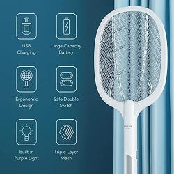 Bug Zapper, ZAPGEAR USB Rechargeable Electric Fly Swatter, 1200mAh with Charging Base, Home Night Lamp, 2500 Volt Mosquito Zapper, Indoor Mosquito Killer & Insect Killer Against Flies, Moths